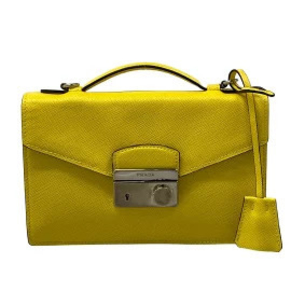 Prada yellow Saffiano leather 2way shoulder bag